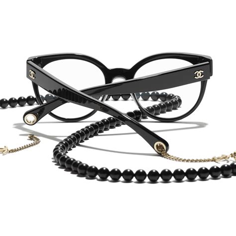 chanel glass chain|Chanel eyeglass frames with pearls.